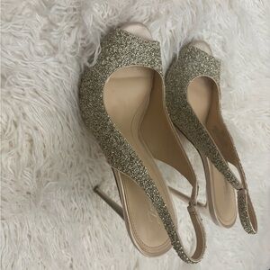 Gold Glitter Stiletto Slingback Heels